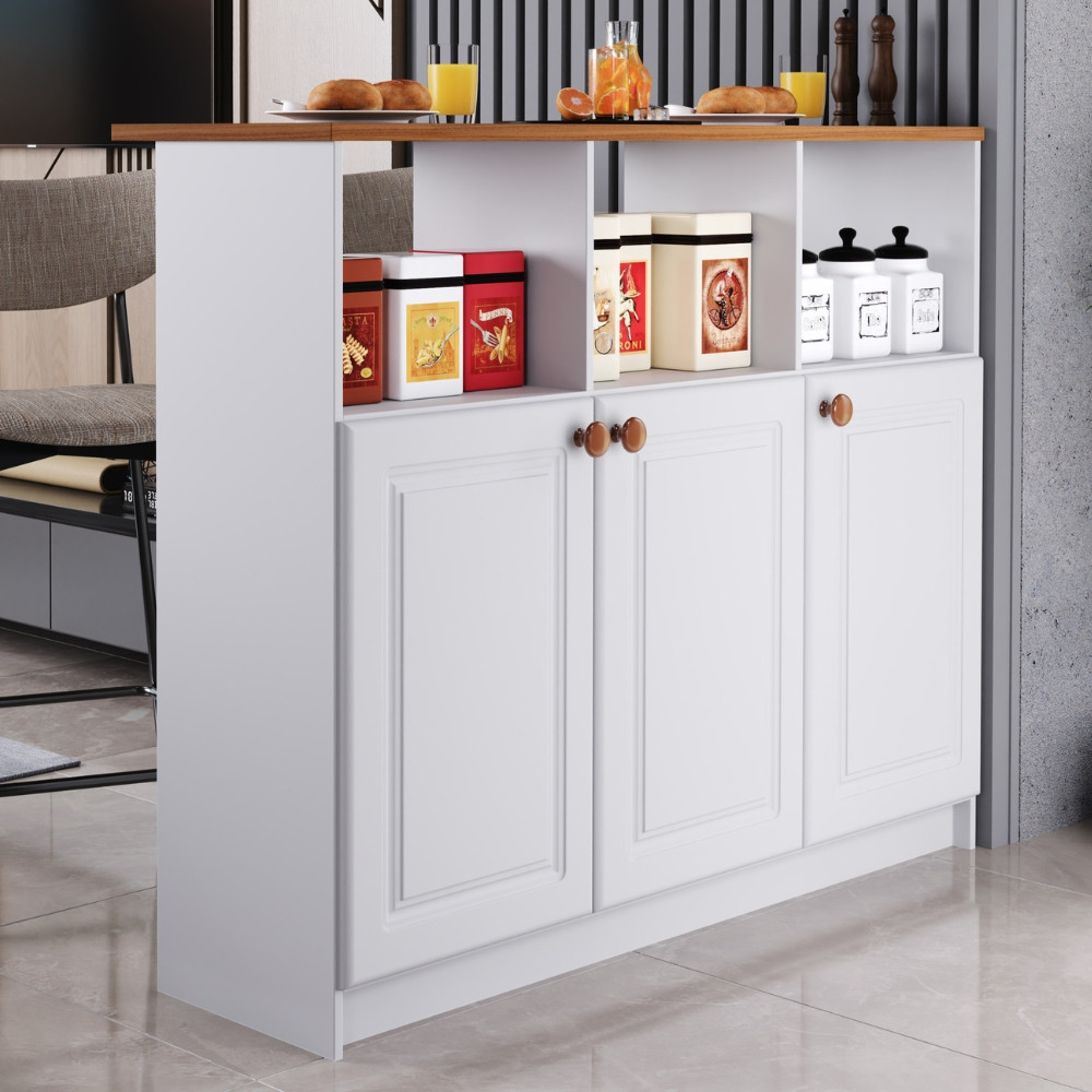 Bancada Ilha 3 Portas 120cm Flavia Indekes em Oferta na Shopee