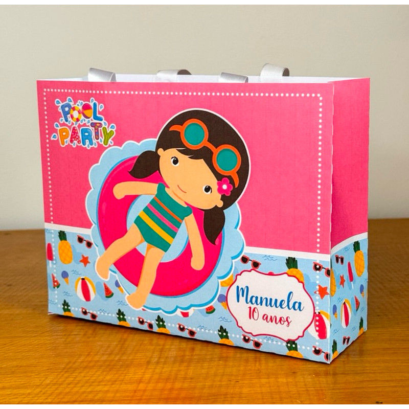 Kit Sacolinhas Surpresa POOL PARTY - Personalizada - Pegue e Monte - Lembrancinha Festa