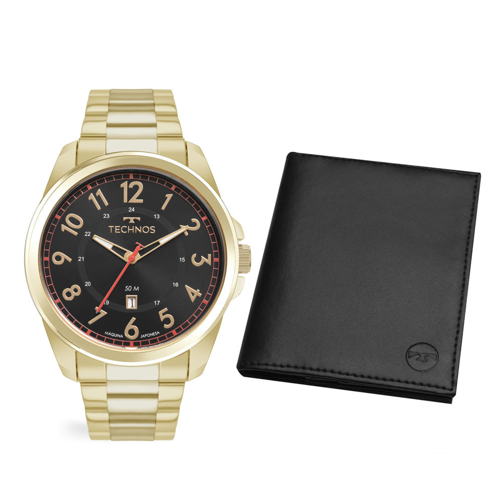 Kit Technos Masculino Militar Dourado - 2115TVE/K1P