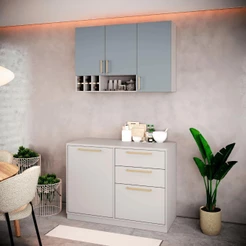 Cozinha Compacta Itatiaia Essence 120cm em Madeira Fendi/Gris