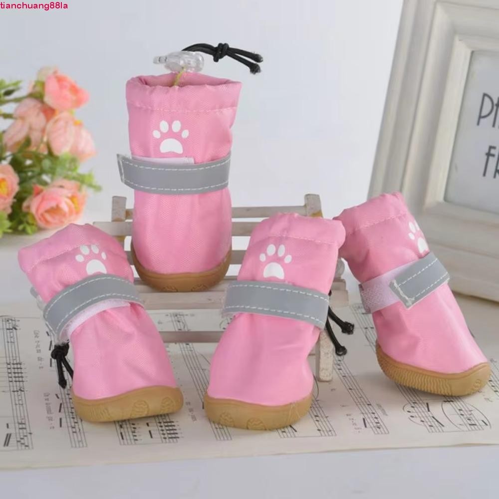 TIANCHUANG 4 Unidades/Conjunto Sapatos Para Cães De Estimação , Botas Impermeáveis Antiderrapantes Cachorros , De Chuva 