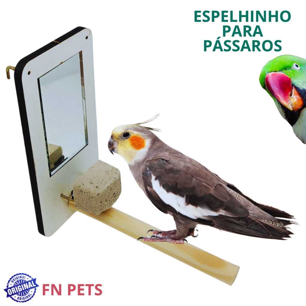 Espelho gaiola e viveiro calopsita com Poleiro pedra de cálcio acessorio passaros  brinquedo passaro