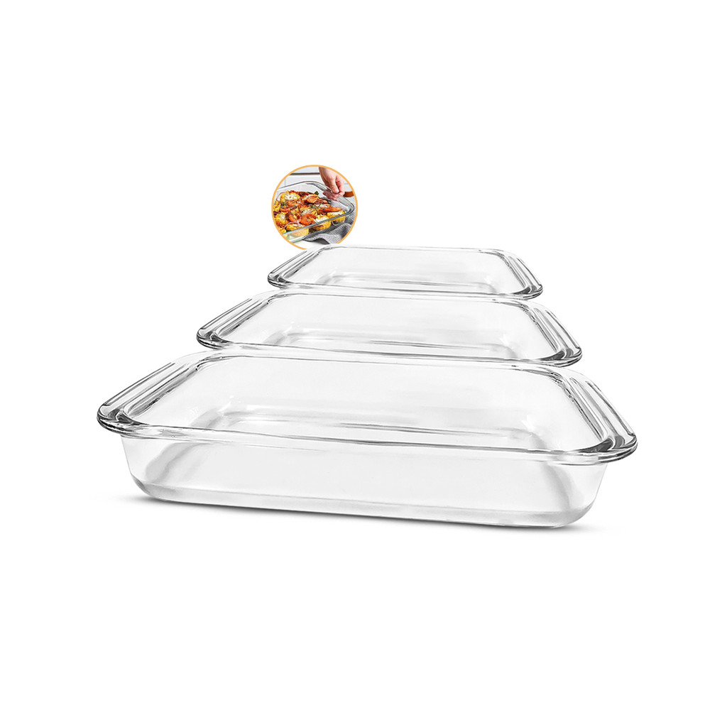 kit 3 travessa assadeira Tigela vidro 1,6 Litro frezeer forno chef retangular para servir marinex saladeira lasanheira