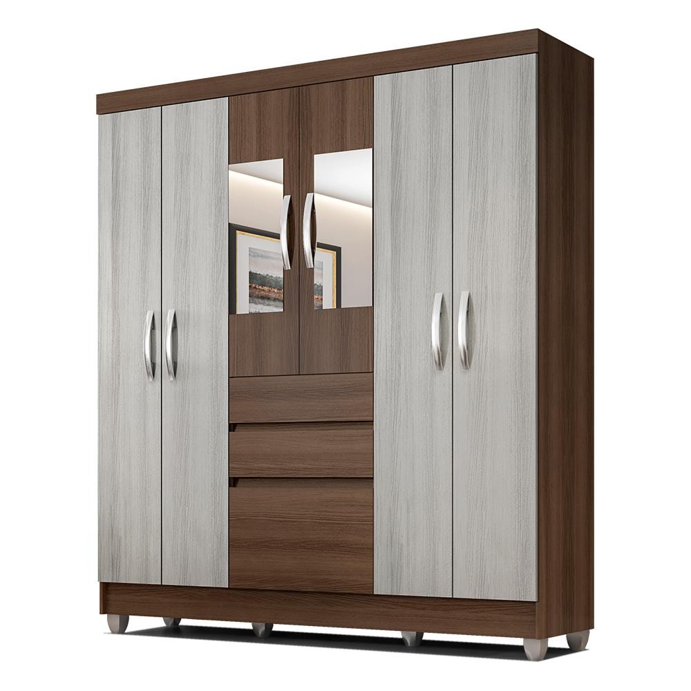 Guarda Roupa Casal Lia 6 Portas C/espelho Ter/naturaly - M. Arapongas