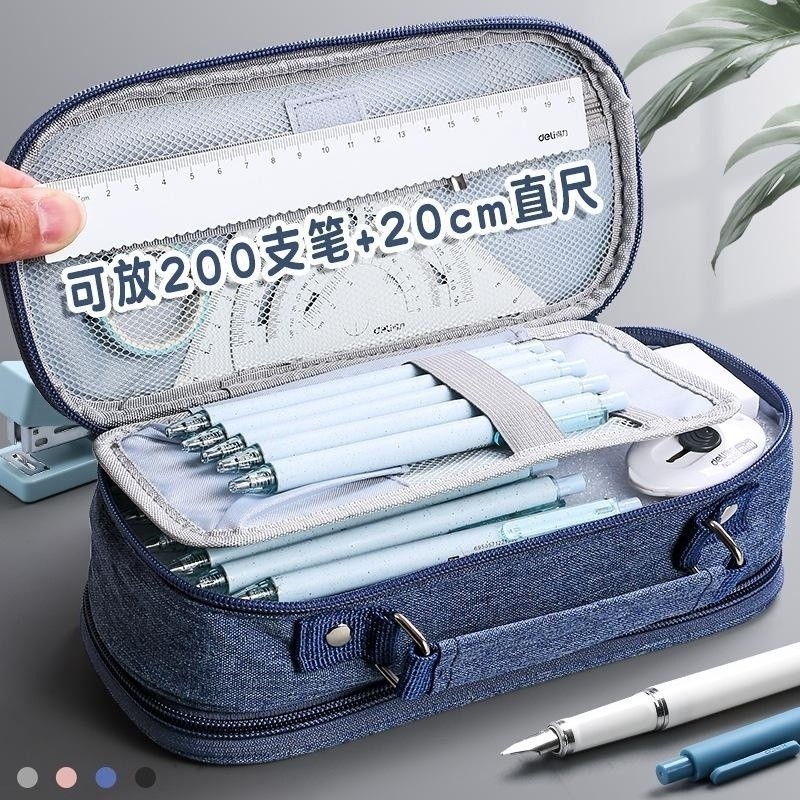 Estojo Escolar Grande Organizador Multi Camadas Zíper Duplo Porta Lápis Caneta Alta Capacidade — imagem 2 de 2