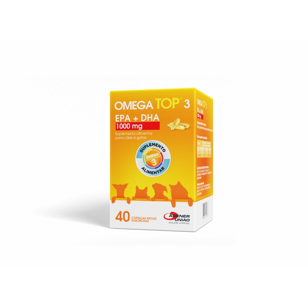 Omega Top 3 1000mg para Cães e Gatos | Suplemento Alimentar de Ômega 3 Saboroso