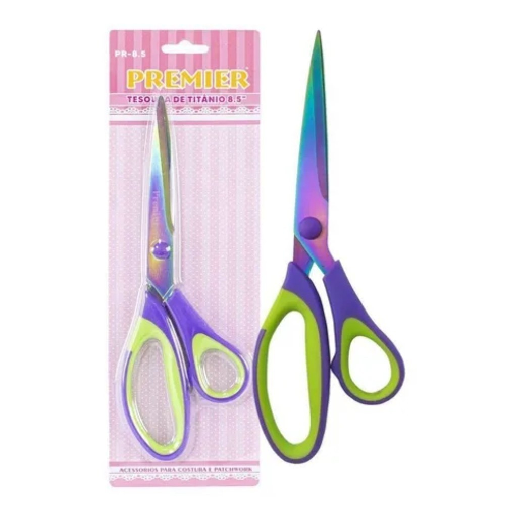 Tesoura Multiuso Lâmina Titânio Cabo Soft Emborrachado 21cm Premier