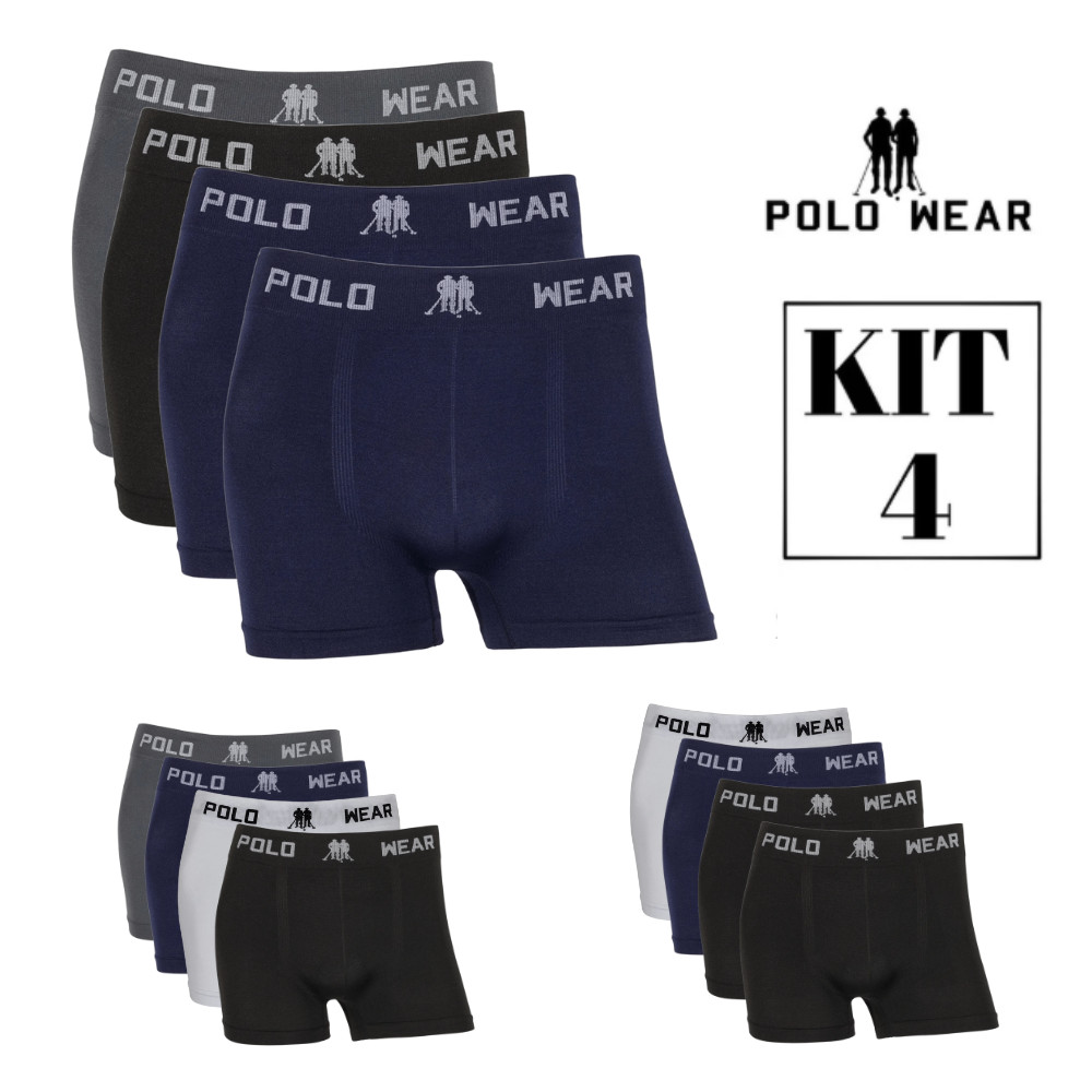Kit 4 Cuecas Boxer Microfibra Basic -  Polo Wear