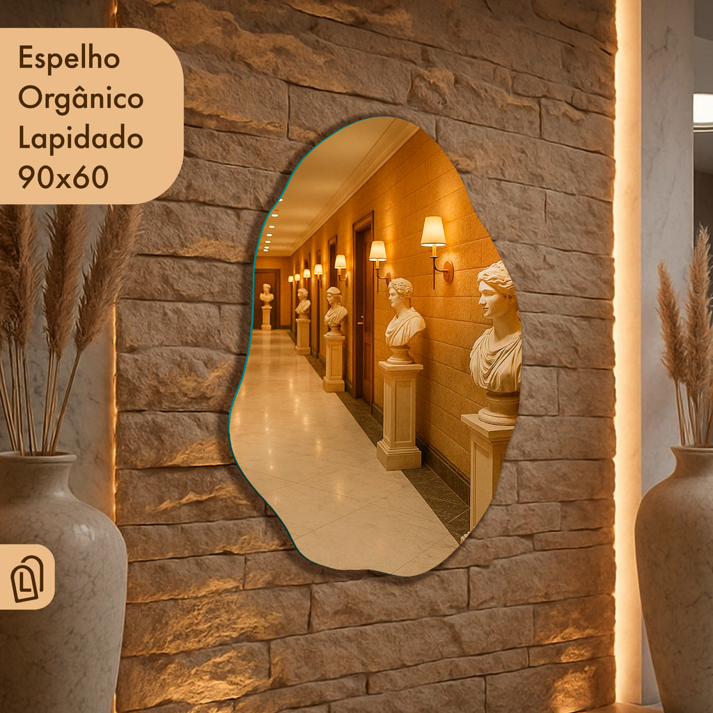 Espelho Orgânico Polido Lapidado 115cm 100cm 90cm 80cm 70cm Quarto Sala Salão Banheiro Pin...