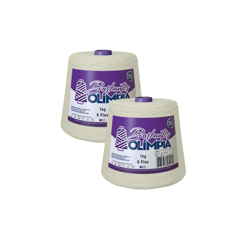 Kit 2 Barbantes Olimpia Fio 6 de 1kg (Cor: Cru)