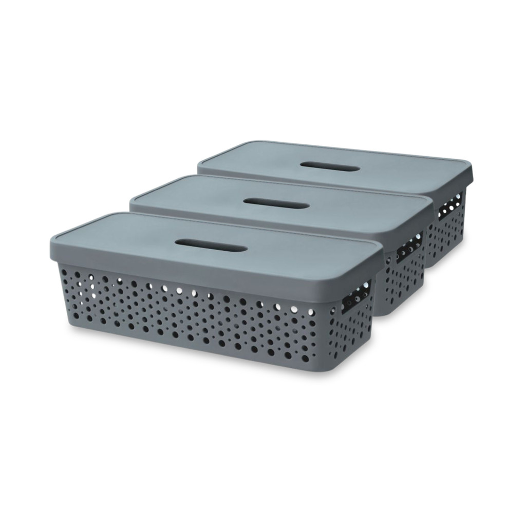 Cesto Caixa Organizador 3,6 L Com Tampa Multiuso Gaveta Caixa Organizadora Rattan