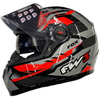 Capacete Fw3 Gtx Fox Grafite Cinza Vermelho Com Óculos Interno em Oferta na Shopee