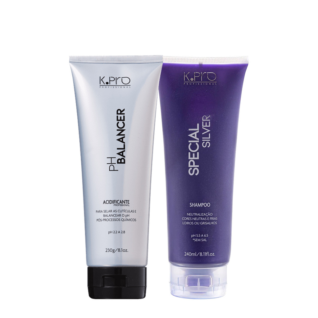Kit K.Pro Special Silver Ph 5.5 a 6.5 Shampoo e Acidificante (2 produtos) em Oferta na Shopee