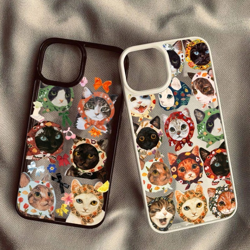 Lenço Colorido Gato Caso De Telefone Para Samsung A16 A55 A15 A05 A35 A06 A12 A36 A54 A34 A56 A14 A52 A23 Capa Clara
