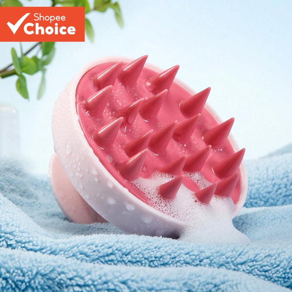 1Pc Massageador De Couro Cabeludo Sha mpoo Escova W it h Silicone Macio , Wet And Dry Use ...