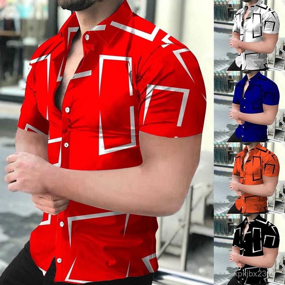 Novo Estilo Camisa Barroca Havaiana Masculina de Alta Qualidade com Manga Curta Impressão 3D WL2O