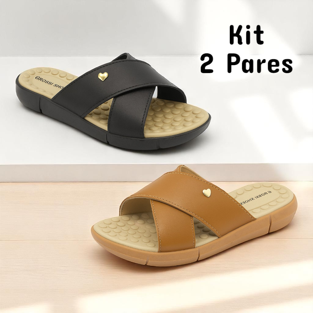 Kit 2 Pares Tamanco Massageador Chinelo Feminino Ortopédico