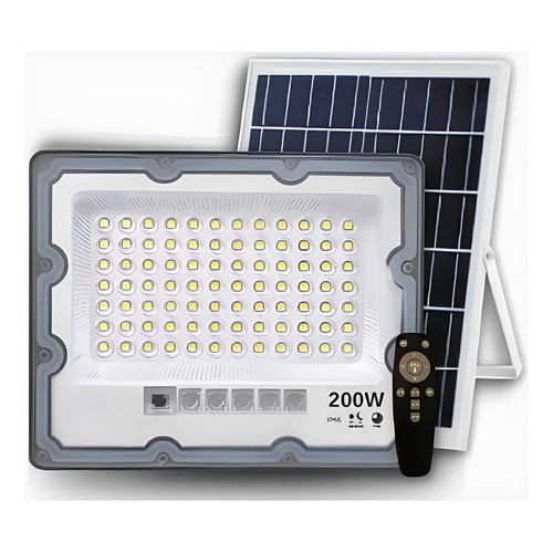 Placa Solar Holofote Solar 200w A Prova D'agua Branco Frio 6500k Iluminação LED Jardim Área Externa