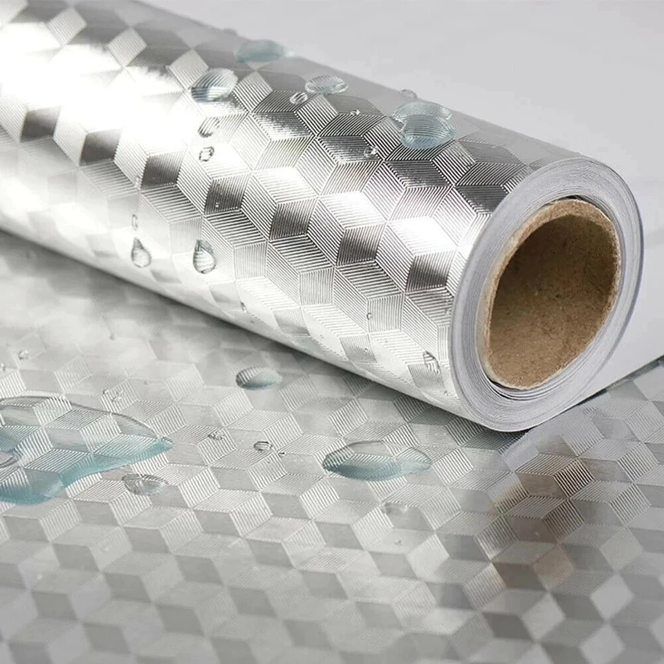 2/5/10 Metros Rolo Papel Adesivo De Alumínio 3D Impermeável Proteção Para Cozinha E Fogão CYD — imagem 1
