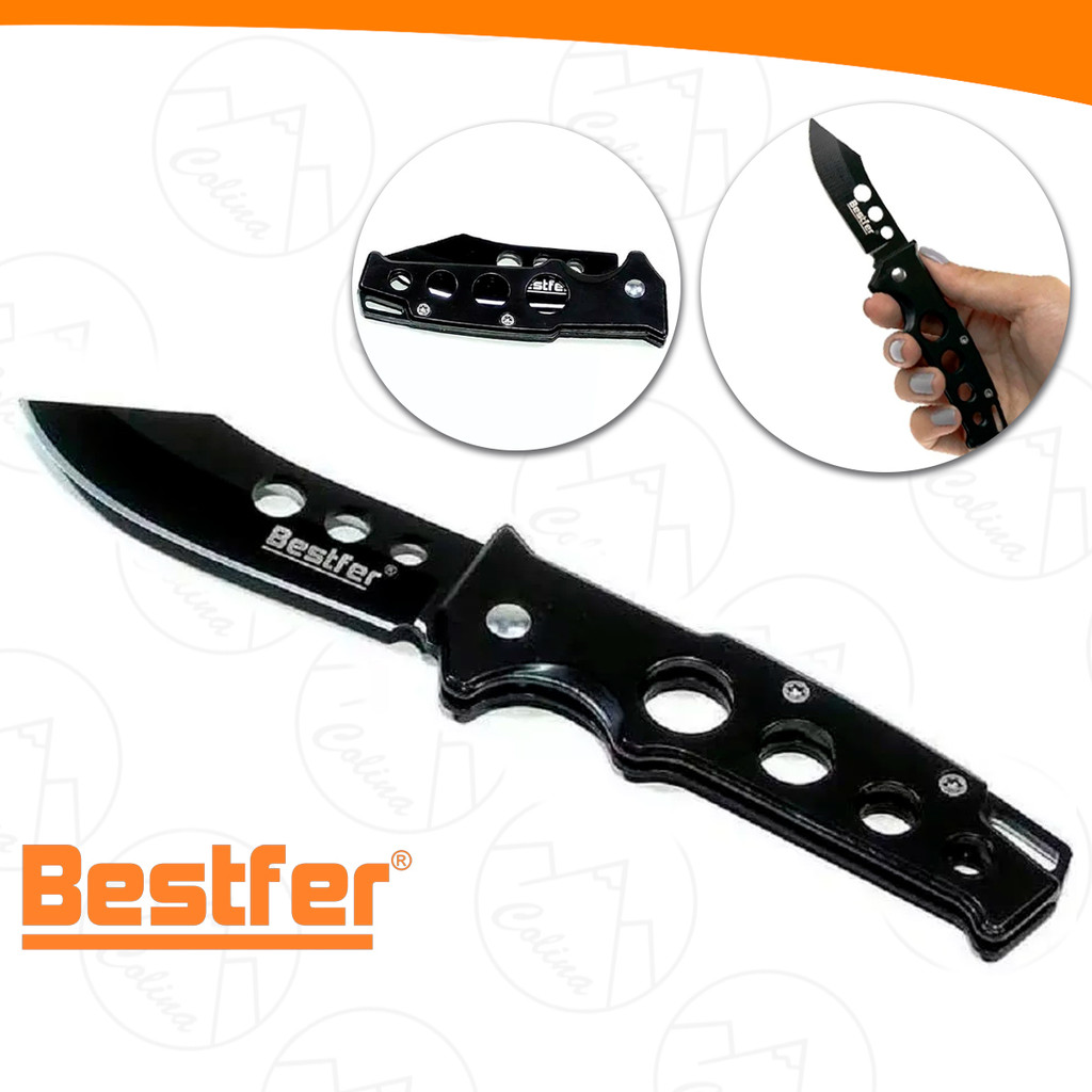 Canivete De Bolso Retrátil Militar Camping Pesca  Preto 15CM