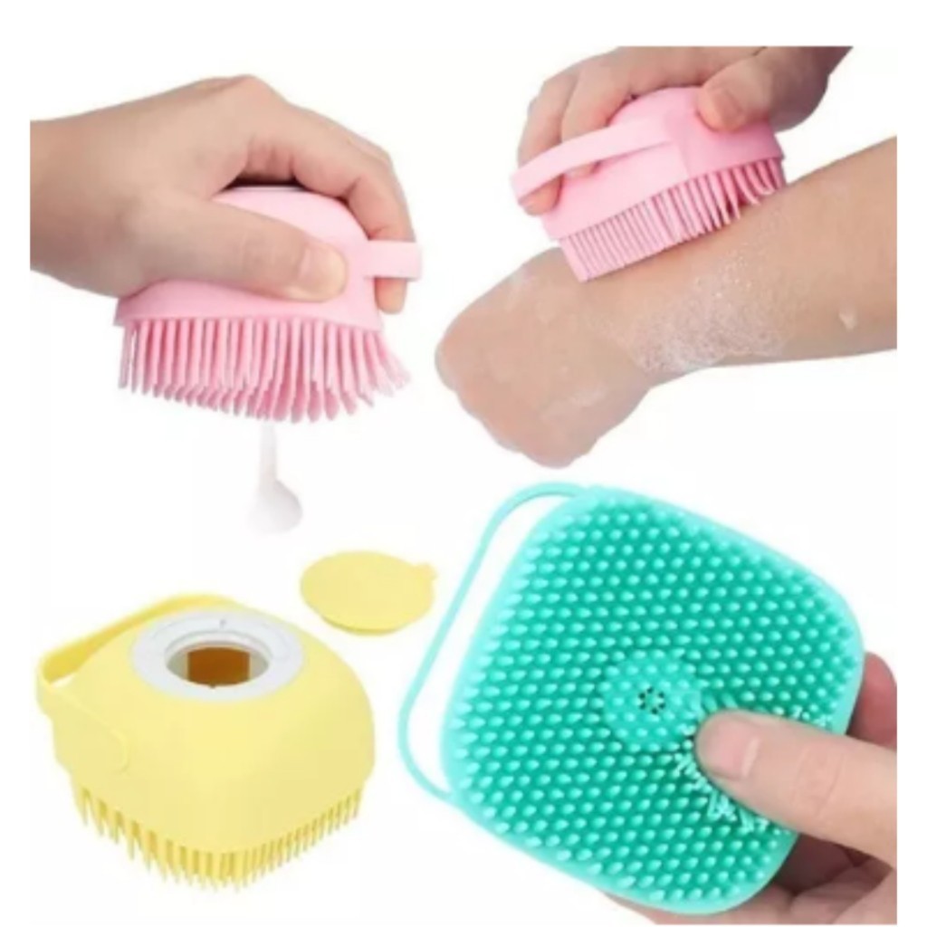 3 Esponja de Silicone P/Banho em Pets Massageador Dispenser Shampoo (kit 3 Unidades)