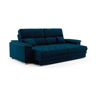 Sofá 3 Lugares Retrátil e Reclinável Lupin Linho Azul Marinho 180 cm em Oferta na Shopee
