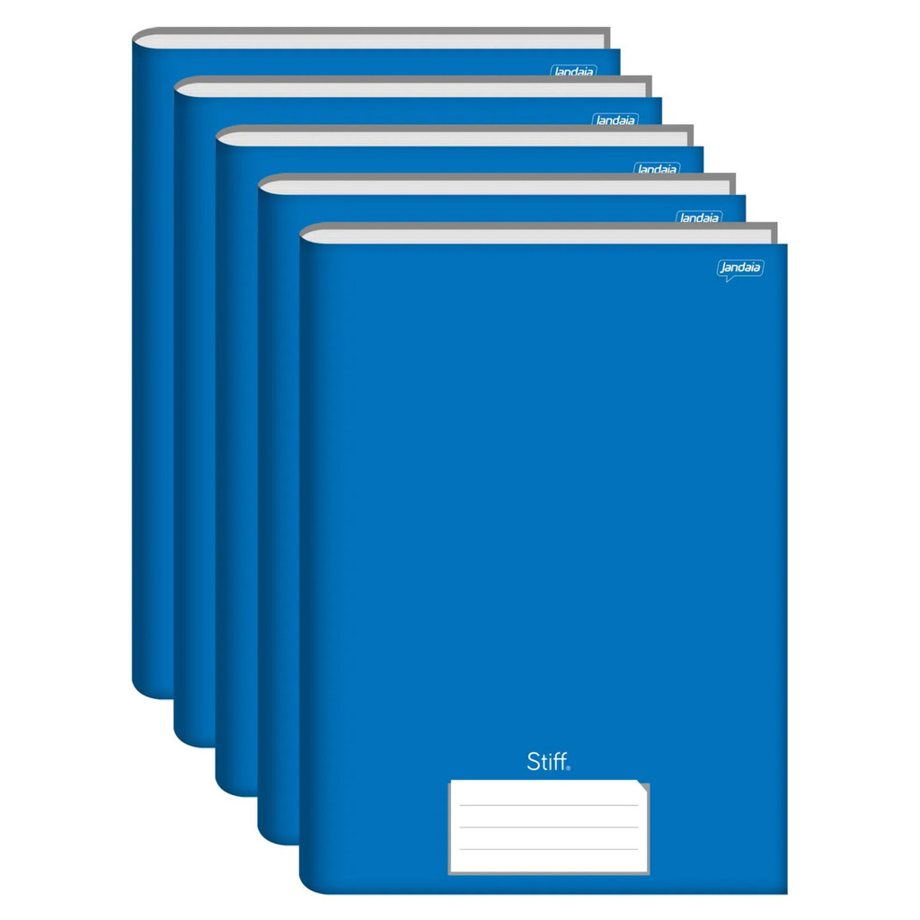 Caderno Brochura Capa Dura 1/4 96 Folhas Azul Stiff Versátil - 5 unidades - Stationery