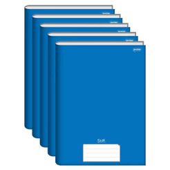 Caderno Brochura Capa Dura 1/4 96 Folhas Azul Stiff Versátil - 5 unidades