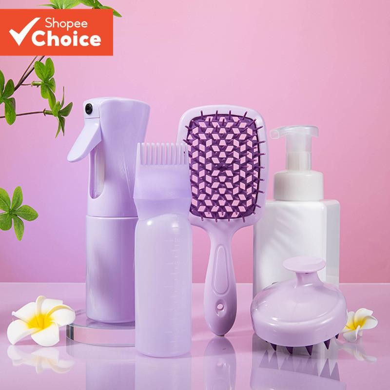 4 Pçs Moda Feminina Conjunto De Cuidados Com O Cabelo Shampoo Escova De + 200ML Garrafa Sp...