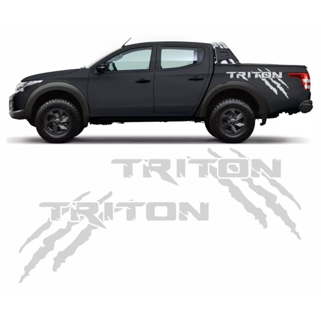 Adesivos L200 Triton Faixa Lateral Garra Personalizado Prata Mt4