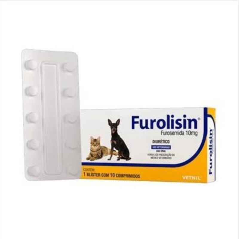 Diurético Furolisin 10mg Vetnil para Cachorros e Gatos com 10 comprimidos em Oferta na Shopee