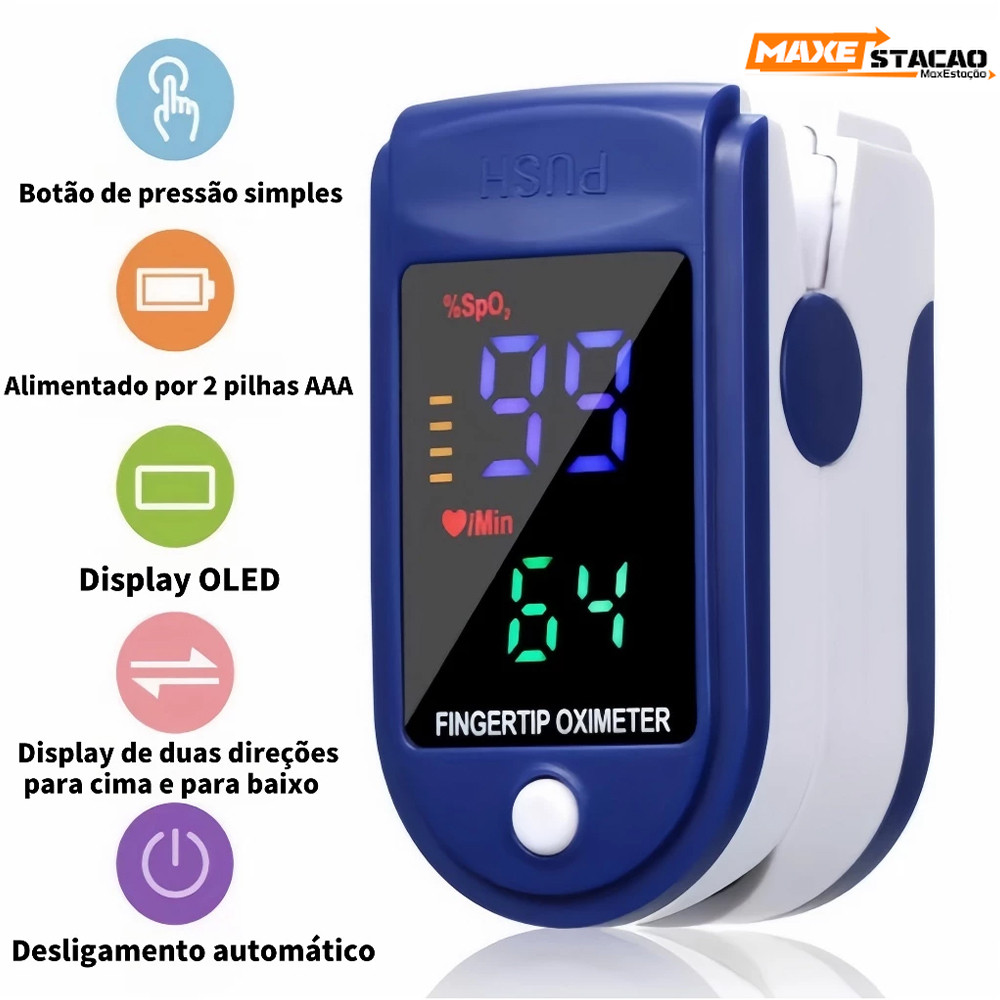 Medidor Digital de Oxigênio no Sangue para Dedo com Display LED, Ideal para Monitoramento Doméstico da Saúde