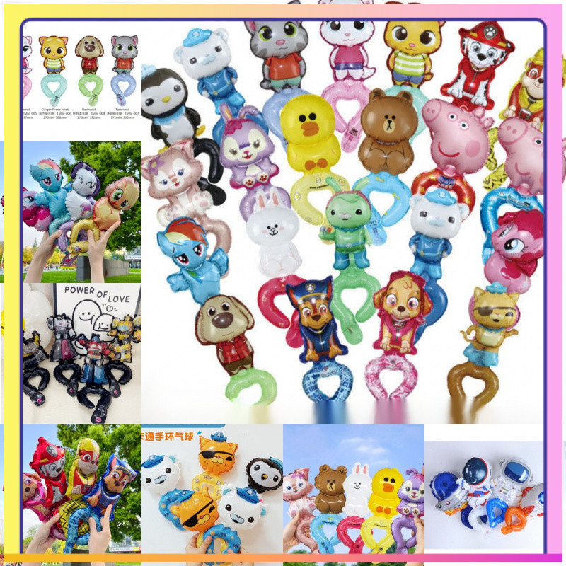 [Em estoque] Wang Wang Team Tom Cat Transformers Kulomi Dinosaur Super estilo de balão de pulso mão com0DSF