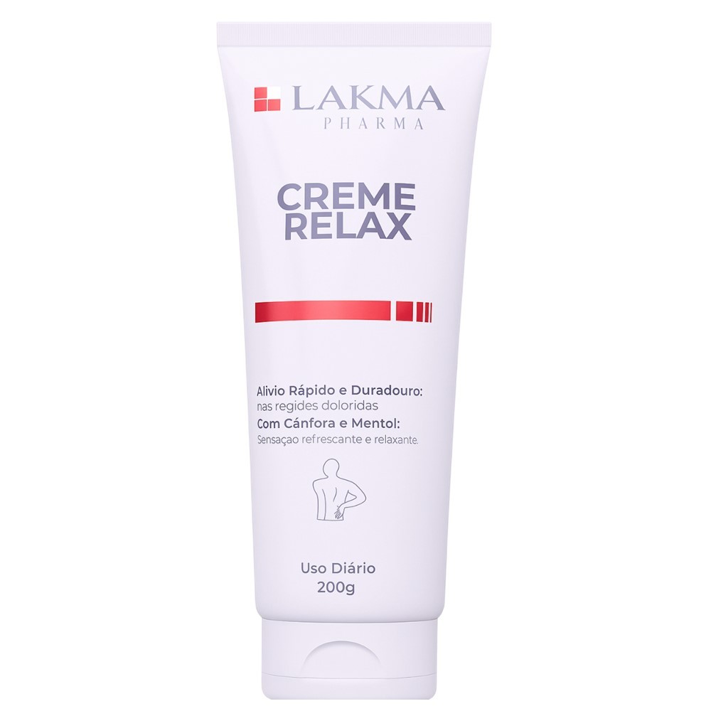 Creme Relax Para Alívio de Dores Muscular Costas Cânfora e Mentol Lakma 200g
