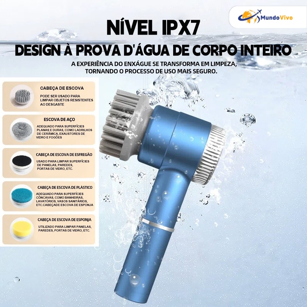 5 em 1 escova de limpeza elétrica multifuncional ferramenta portátil de descontaminação profunda