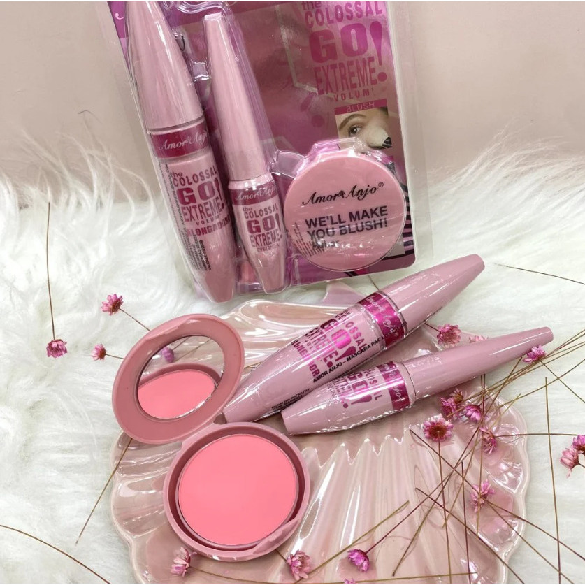 KIT  4 EM 1 RIMEL + DELINEADOR + PÓ ILUMINADOR（ BLUSH) + ESPElHO em Oferta na Shopee