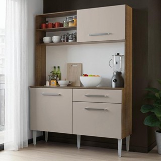 Kit Cozinha Compacta 120cm Rustic/Crema Life Madesa em Oferta na Shopee