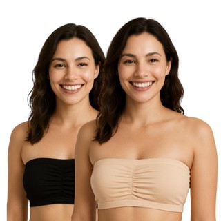 Kit 2 Sutiã Top Faixa Tomara Que Caia Bustiê Bojo Removível Conforto Dia a Dia Barato em Oferta na Shopee