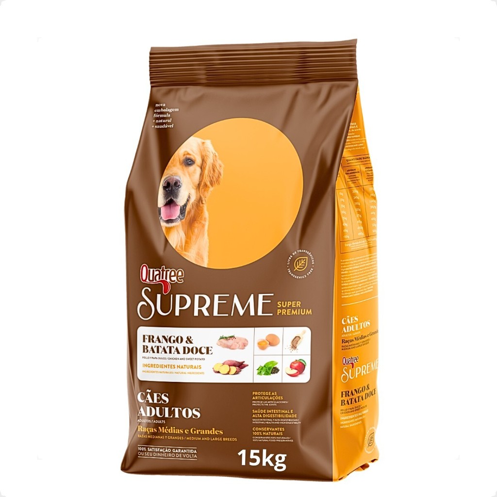 Ração Quatree Supreme Cães Adultos Raças Médias e Grandes - 15Kg em Oferta na Shopee