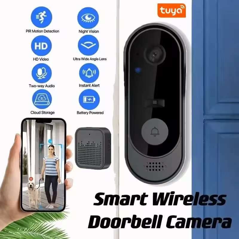 Campainha Sem Fio Wi-Fi , À Prova D'água , HD , Intercomunicador De Vídeo , Com Câmera , Tuya , Casa Inteligente Para Pr