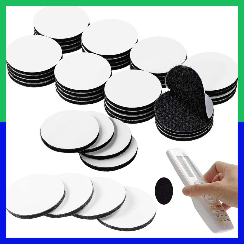 40pcs (20 pares) Fitas Autoadesivas de 5cm,Fita Adesiva Dupla Face com Fita Adesiva de Apoio - Tipo Redondo Preto