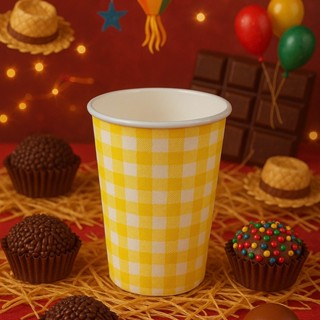 10~60 COPO FESTA JUNINA DE PAPEL XADREZ AMARELO  (SILVER) FESTA JUNINA 2025 em Oferta na Shopee