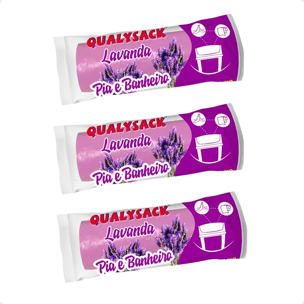 Saco De Lixo Pia e Banheiro com Aroma Lavanda 150 Un - 10L em Oferta na Shopee