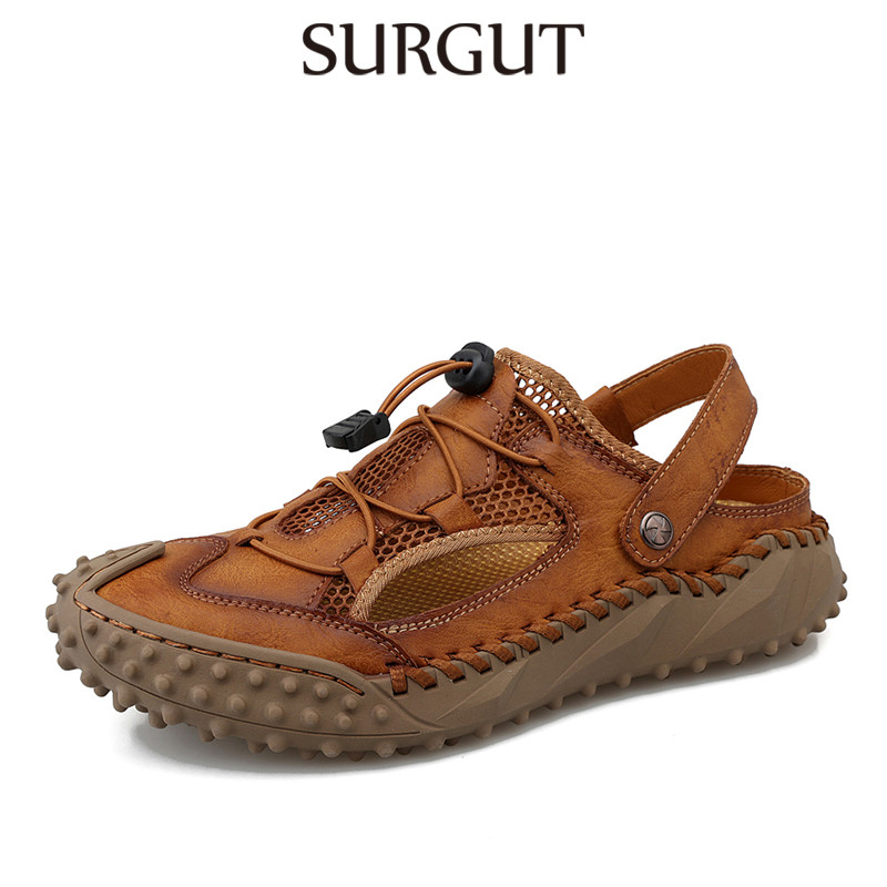 SURGUT Sandálias Masculinas Artesanais De Verão , Respiráveis , Antiderrapantes , Leves , Para Caminhadas , Resistentes em Oferta na Shopee