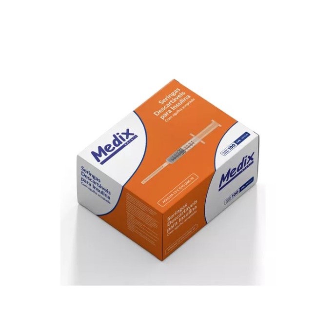 Seringas para Insulina Medix 1ml c/ Agulha 13x0,45mm – 100 un