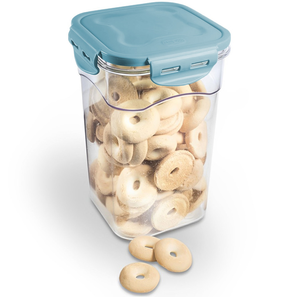 Pote 100% Hermético 2 Litros Porta Alimentos Cristal Quadrado Organizador Alimento Macarrão Lig Brin