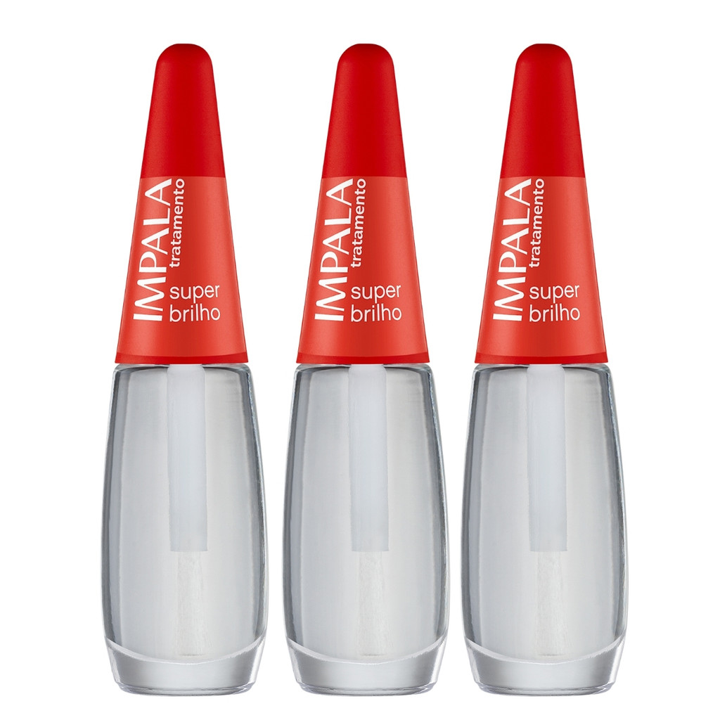 Kit 3 Esmalte Impala Base Super Brilho Tratamento Manicure