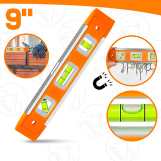 Nível Profissional Torpedo 9'' 3 Bolhas Plástico Com Base Magnética Frisos Alumínio em Oferta na Shopee