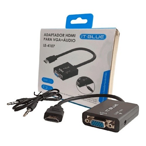 Conversor Adaptador Hdmi Para Vga Fêmea Com Audio Le-4107