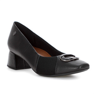 Scarpin Usaflex Salto Bloco Couro Tressê Monograma Preto - Feminino em Oferta na Shopee